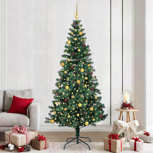 Artificial Pre-lit Christmas Tree Green 94.5" PVC and Metal