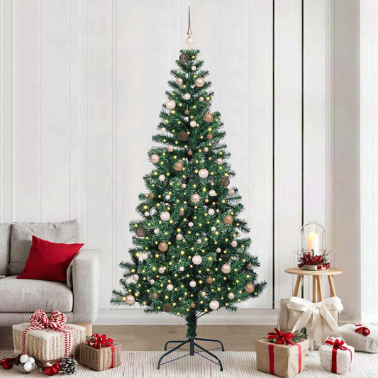 Artificial Pre-lit Christmas Tree Green 94.5" PVC and Metal
