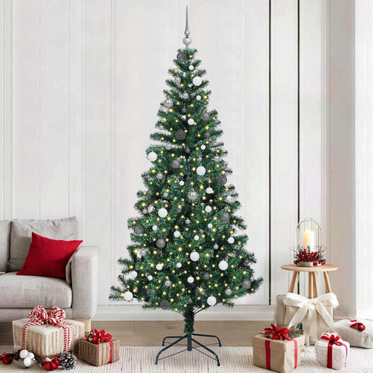 Artificial Pre-lit Christmas Tree Green 94.5" PVC and Metal