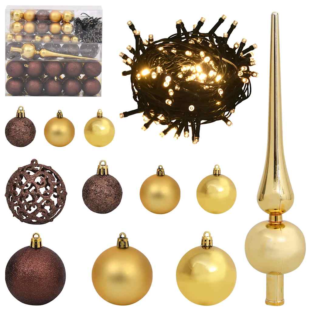 Upside-down Artificial Pre-lit Christmas Tree with Ball Set
