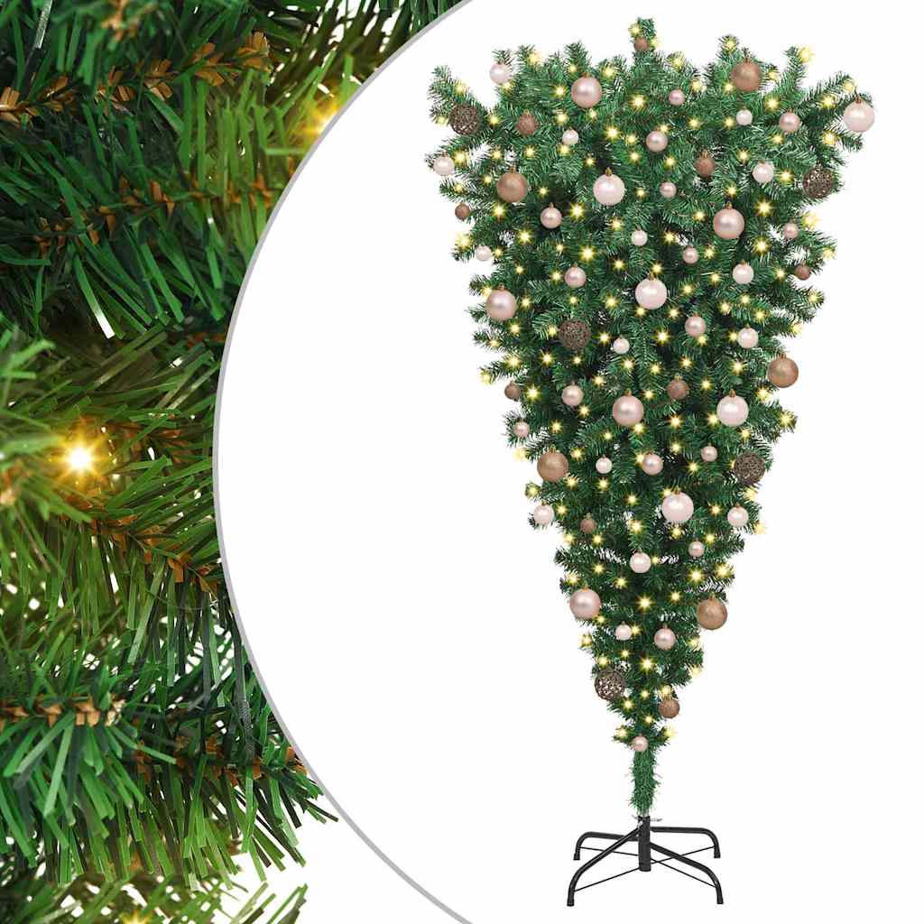 Upside-down Artificial Pre-lit Christmas Tree with Ball Set
