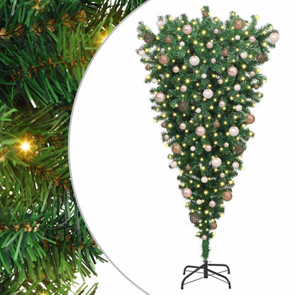 Upside-down Artificial Pre-lit Christmas Tree with Ball Set