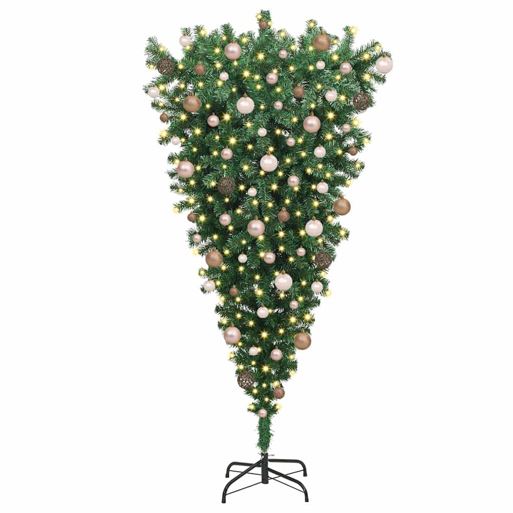 Upside-down Artificial Pre-lit Christmas Tree with Ball Set