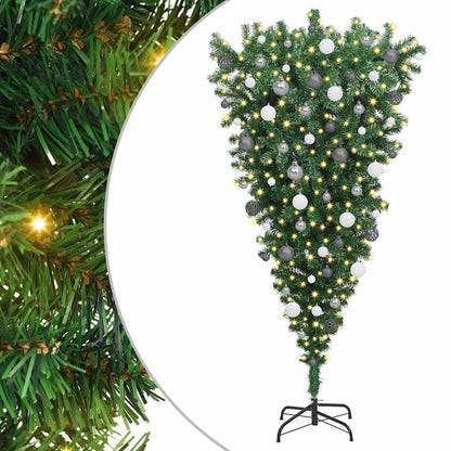 Upside-down Artificial Pre-lit Christmas Tree with Ball Set