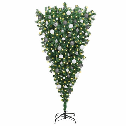 Upside-down Artificial Pre-lit Christmas Tree with Ball Set