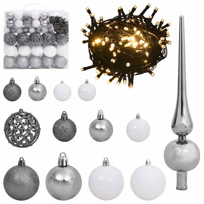 Upside-down Artificial Pre-lit Christmas Tree with Ball Set