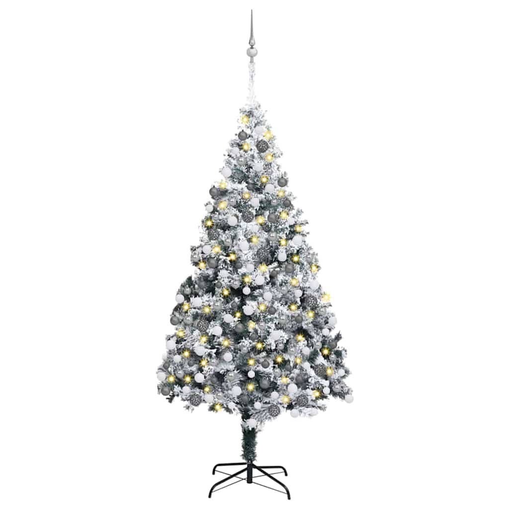 Artificial Christmas Tree White 70.9" PVC and Steel and Plastic