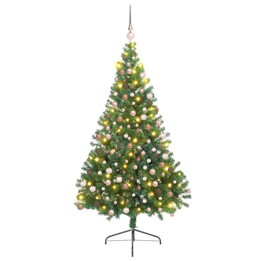 Artificial Pre-lit Christmas Tree with 300 LEDs Green 70.9" PVC