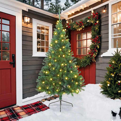 Artificial Pre-lit Christmas Tree with 300 LEDs Green 82.7" PVC