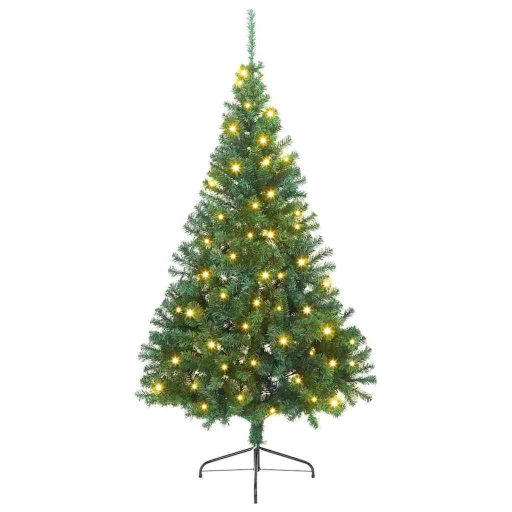 Artificial Pre-lit Christmas Tree with 300 LEDs Green 82.7" PVC