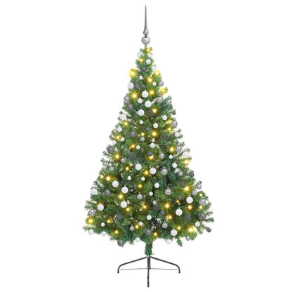 Artificial Pre-lit Christmas Tree with 300 LEDs Green 82.7" PVC