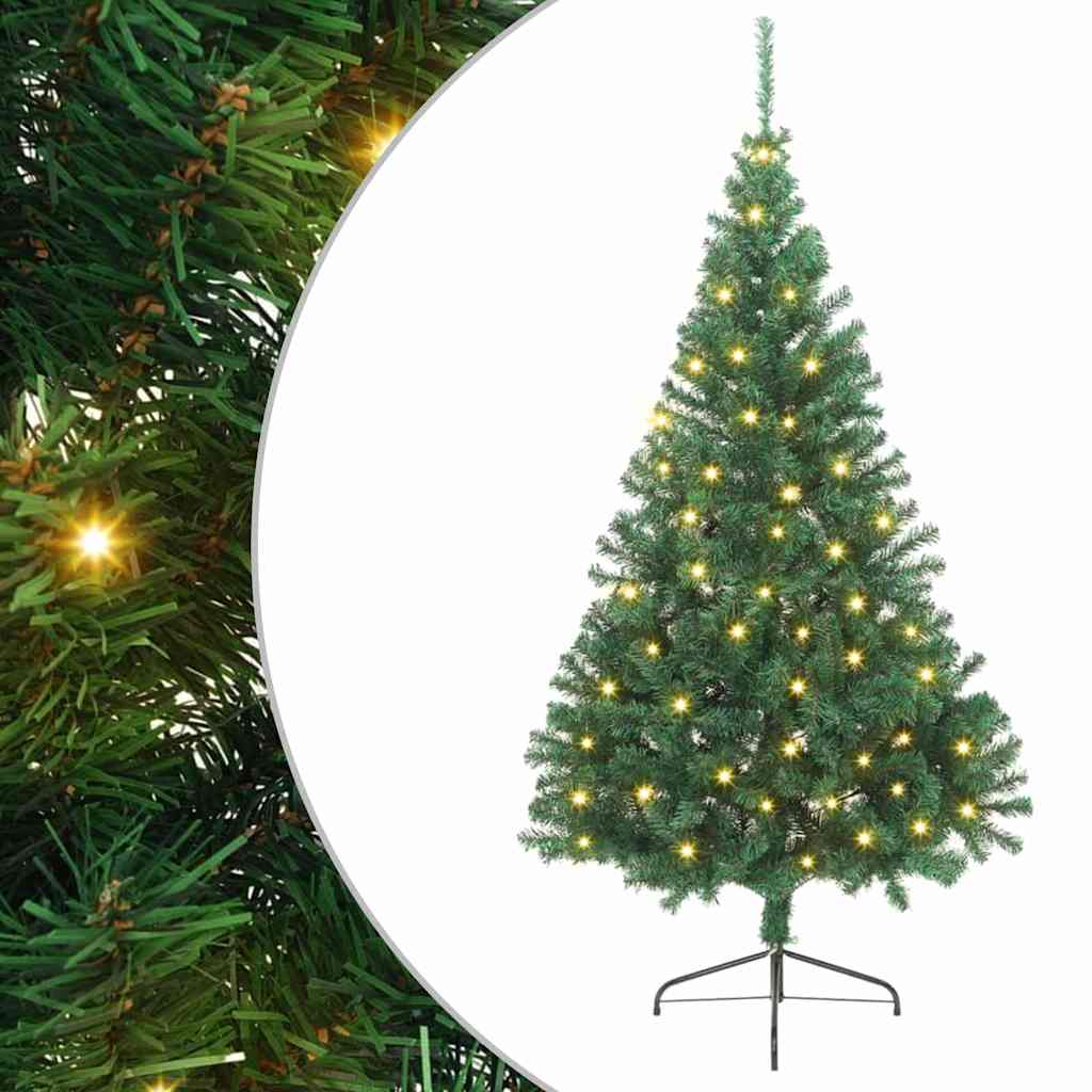 Artificial Pre-lit Christmas Tree with 300 LEDs Green 94.5" PVC