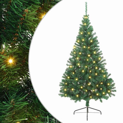 Artificial Pre-lit Christmas Tree with 300 LEDs Green 94.5" PVC