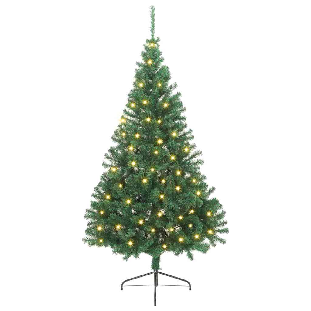 Artificial Pre-lit Christmas Tree with 300 LEDs Green 94.5" PVC