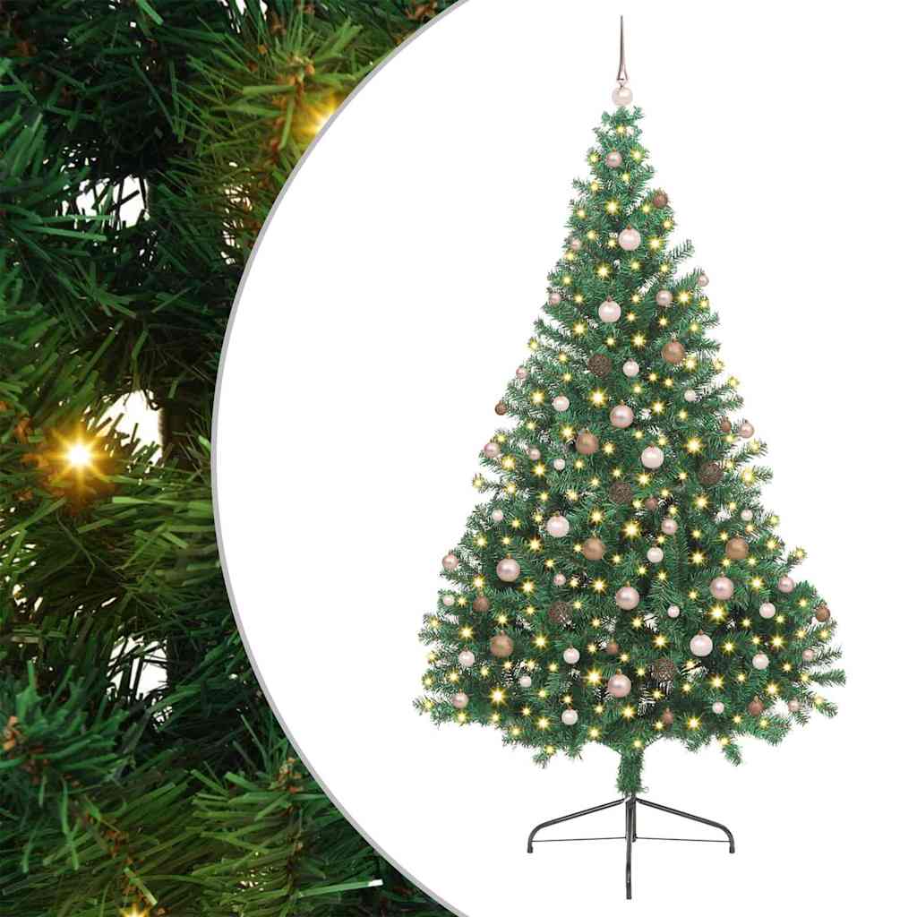 Artificial Pre-lit Christmas Tree with 300 LEDs Green 94.5" PVC