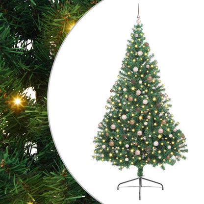 Artificial Pre-lit Christmas Tree with 300 LEDs Green 94.5" PVC
