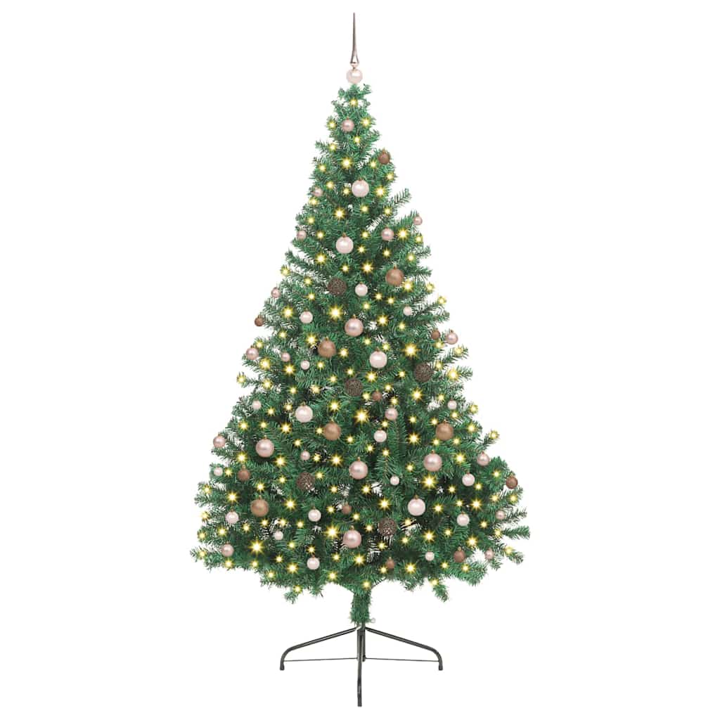 Artificial Pre-lit Christmas Tree with 300 LEDs Green 94.5" PVC