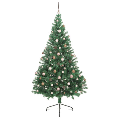 Artificial Pre-lit Christmas Tree with 300 LEDs Green 94.5" PVC