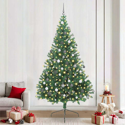 Artificial Pre-lit Christmas Tree with 300 LEDs Green 94.5" PVC