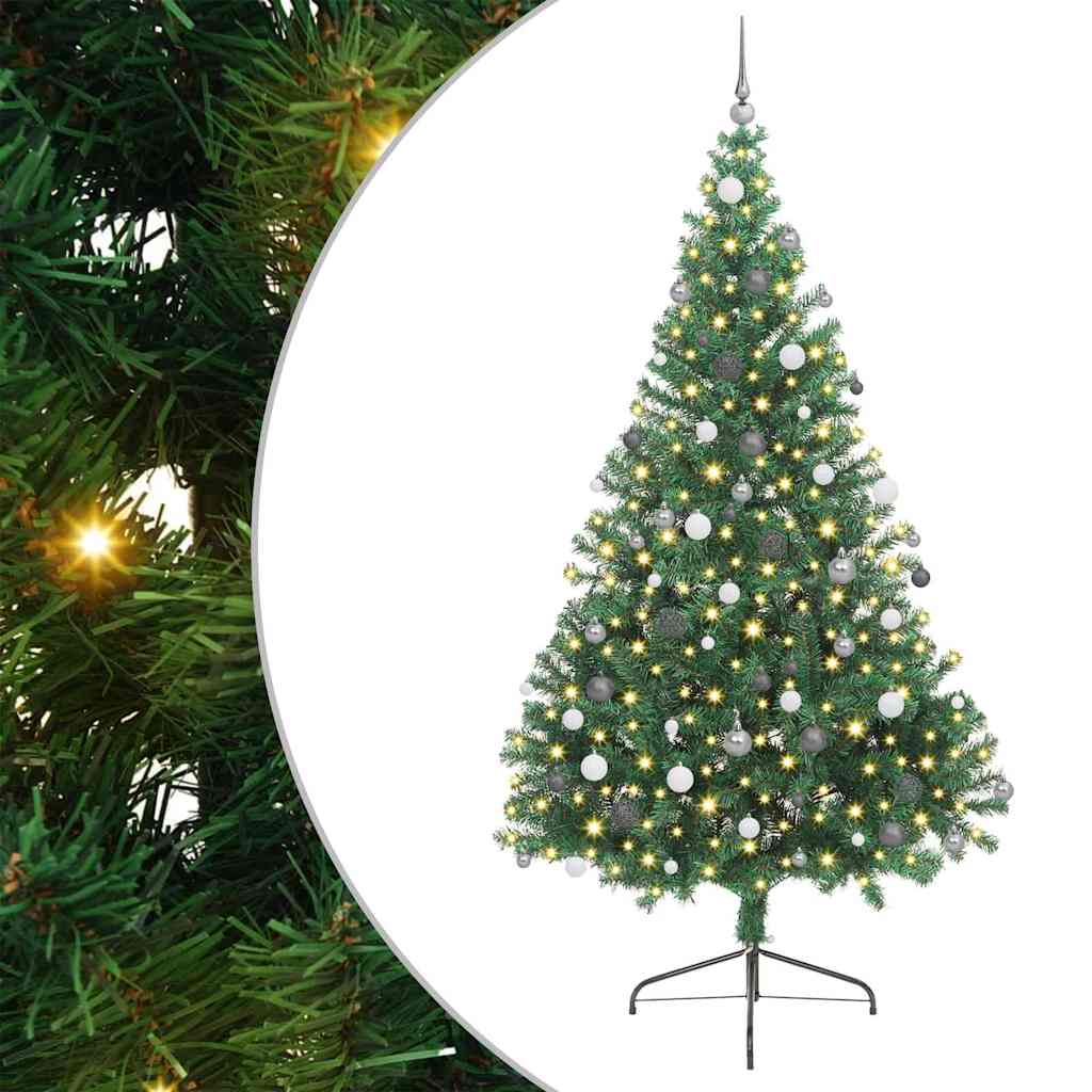 Artificial Pre-lit Christmas Tree with 300 LEDs Green 94.5" PVC