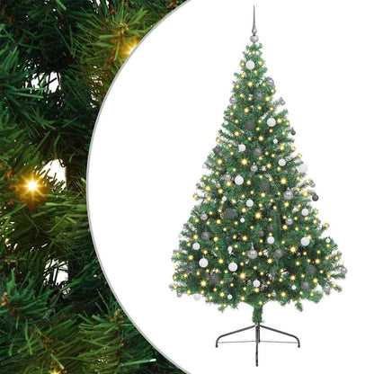 Artificial Pre-lit Christmas Tree with 300 LEDs Green 94.5" PVC