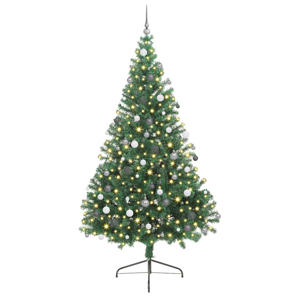 Artificial Pre-lit Christmas Tree with 300 LEDs Green 94.5" PVC