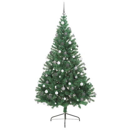 Artificial Pre-lit Christmas Tree with 300 LEDs Green 94.5" PVC