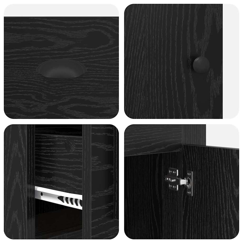 Desk with Cabinet with Door Black Oak 60.83 x 19.69 x 29.53 in