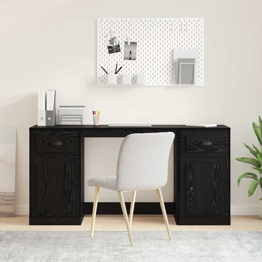 Desk with Cabinet with Door Black Oak 60.83 x 19.69 x 29.53 in