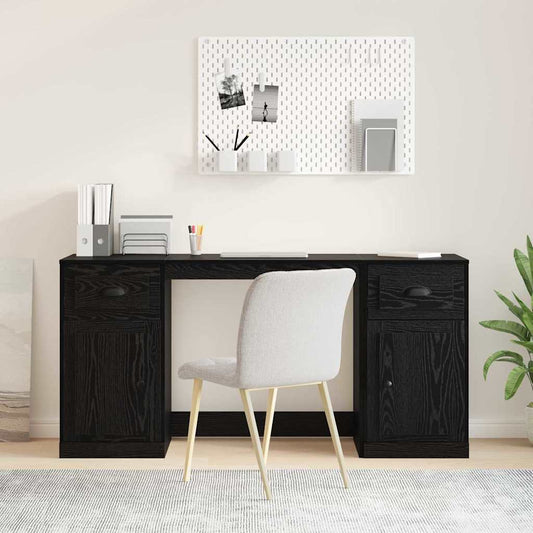 Desk with Cabinet with Door Black Oak 60.83 x 19.69 x 29.53 in