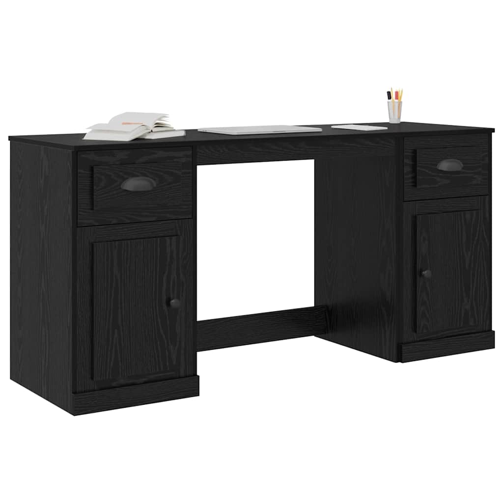Desk with Cabinet with Door Black Oak 60.83 x 19.69 x 29.53 in
