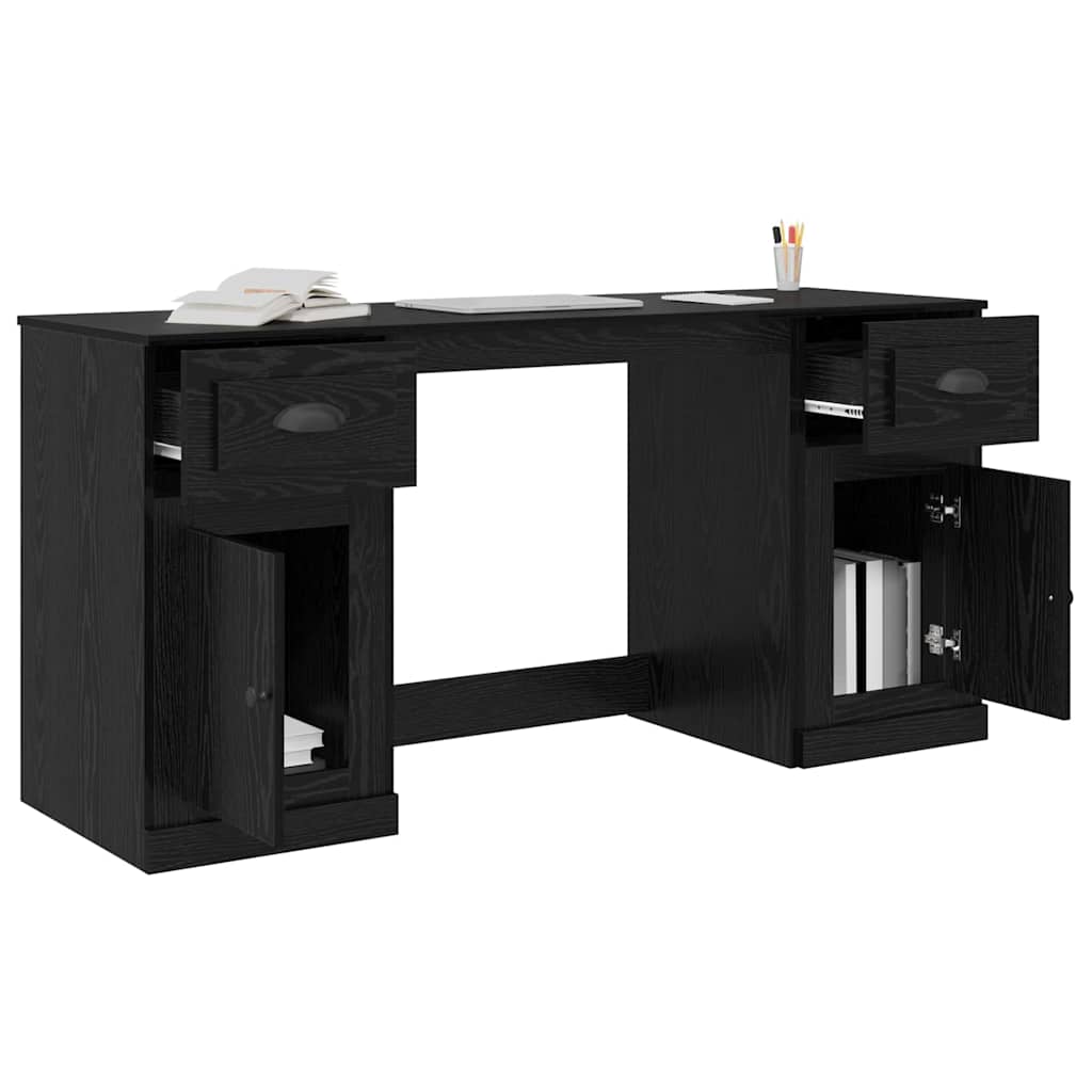 Desk with Cabinet with Door Black Oak 60.83 x 19.69 x 29.53 in