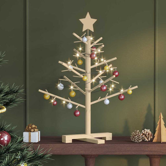 Wooden Christmas Tree with Stand Natural 29.5" Solid pine wood