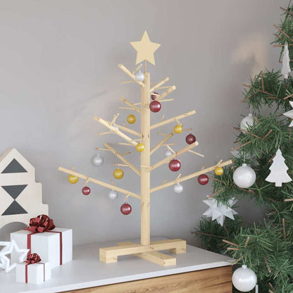 Wooden Christmas Tree with Stand Natural 29.5" Solid pine wood