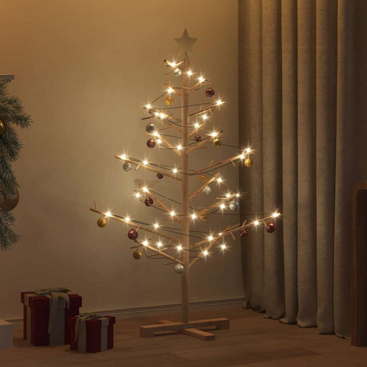Wooden Christmas Tree with Stand Natural 49.2" Solid pine wood