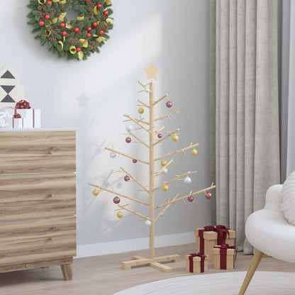 Wooden Christmas Tree with Stand Natural 49.2" Solid pine wood