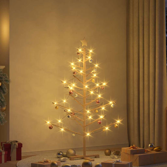 Wooden Christmas Tree with Stand Natural 59.1" Solid pine wood