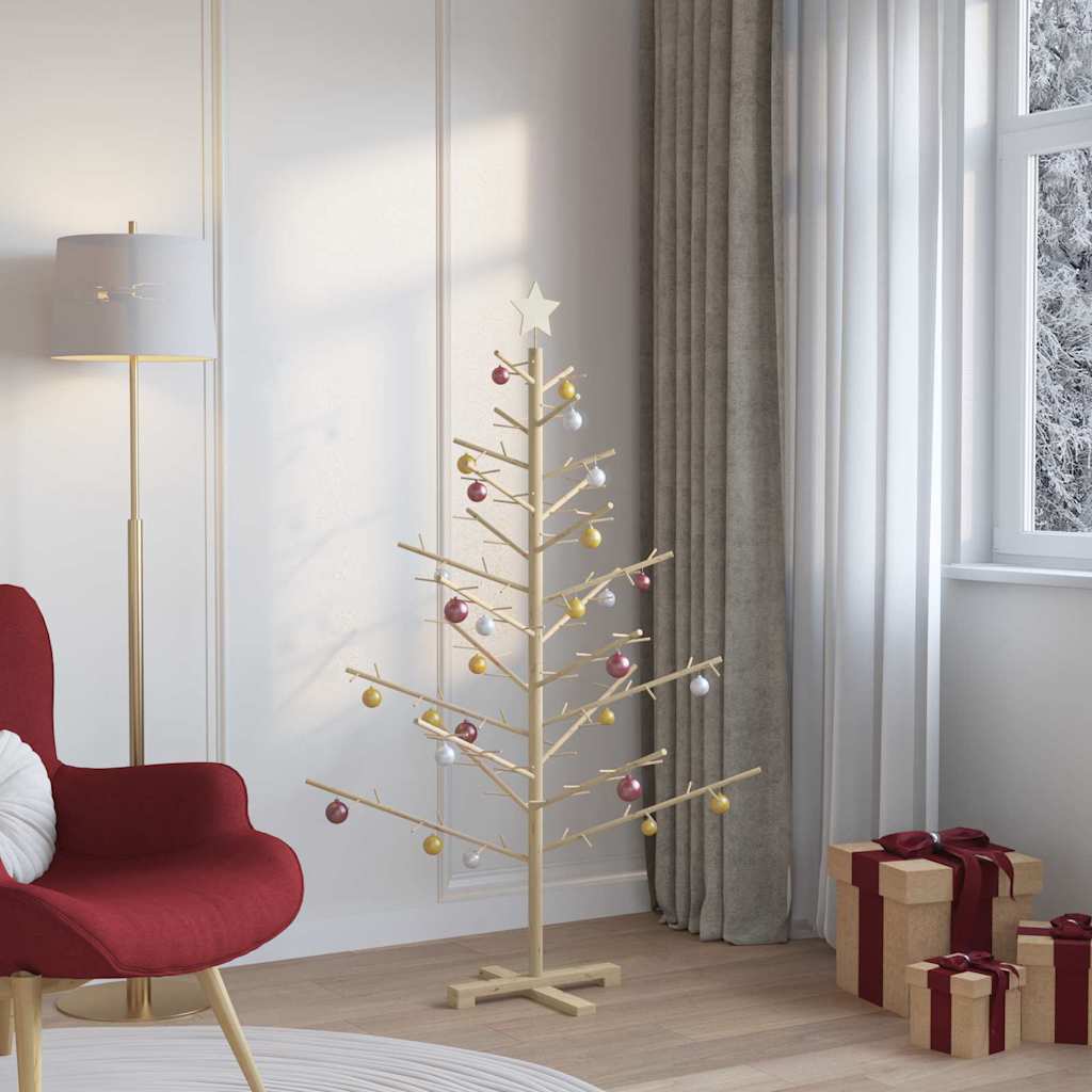 Wooden Christmas Tree with Stand Natural 59.1" Solid pine wood