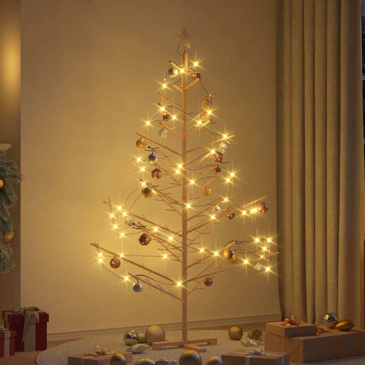 Wooden Christmas Tree with Stand Natural 70.9" Solid pine wood