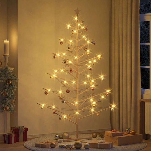 Wooden Christmas Tree with Stand Natural 82.7" Solid pine wood