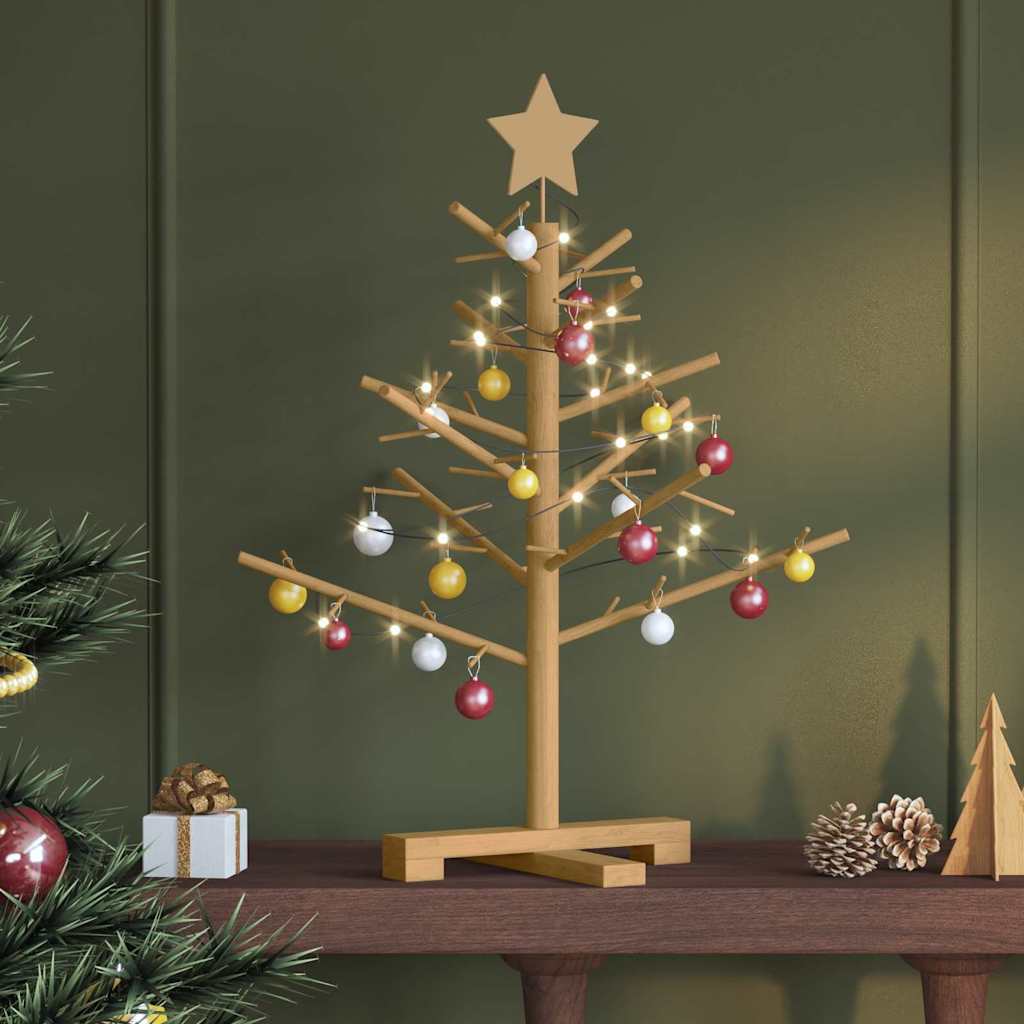 Wooden Christmas Tree with Stand Brown 29.5" Solid pine wood