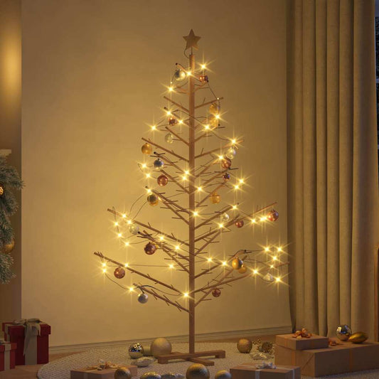 Wooden Christmas Tree with Stand Brown 70.9" Solid pine wood