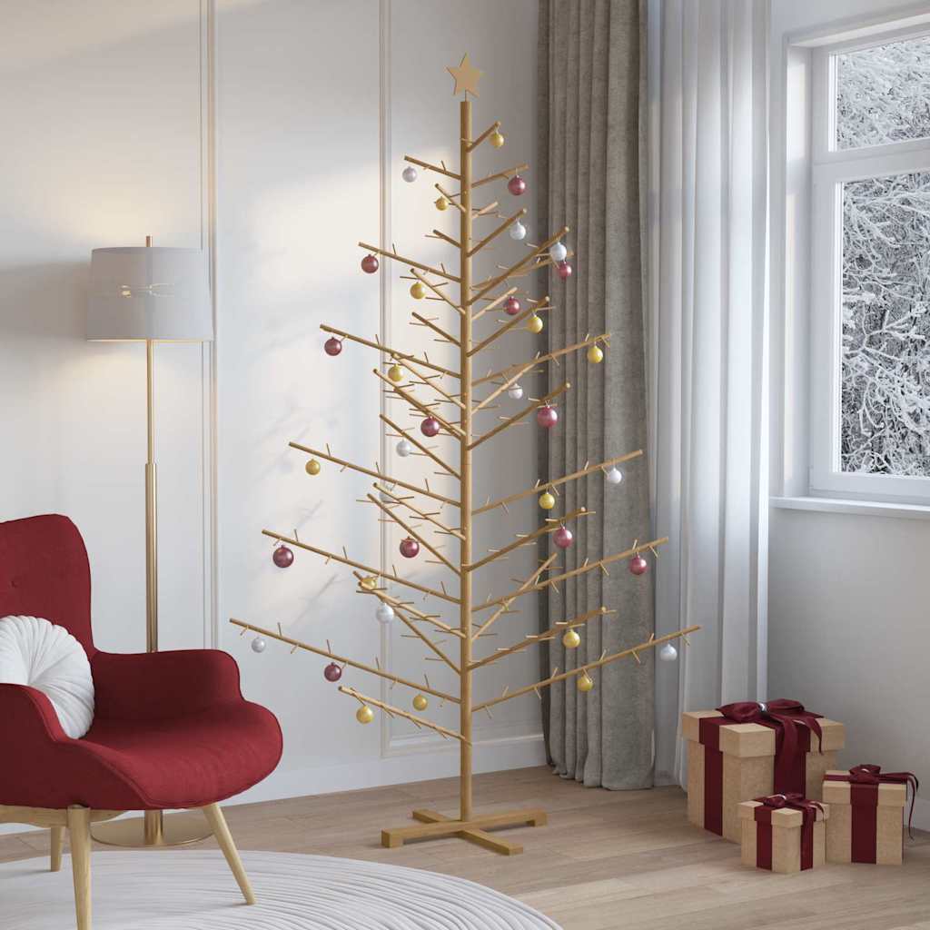Wooden Christmas Tree with Stand Brown 82.7" Solid pine wood