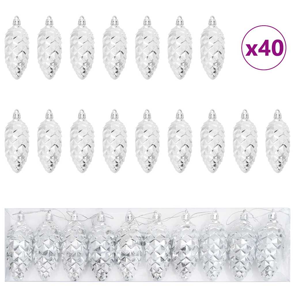 Christmas Tree Decoration 40 pcs Silver