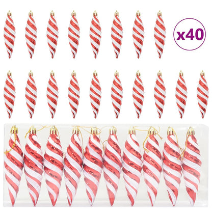 Christmas Spiral Shape Ball 40 pcs Red