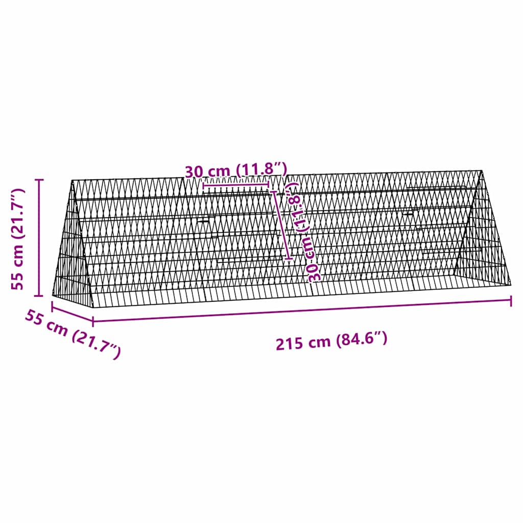 Rabbit Cage Silver 84.65 x 21.65 x 21.65 in Galvanised Steel