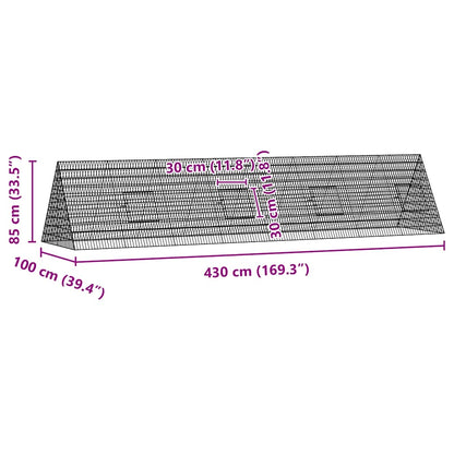 Rabbit Cage Silver 169.29 x 39.37 x 33.46 in Galvanised Steel