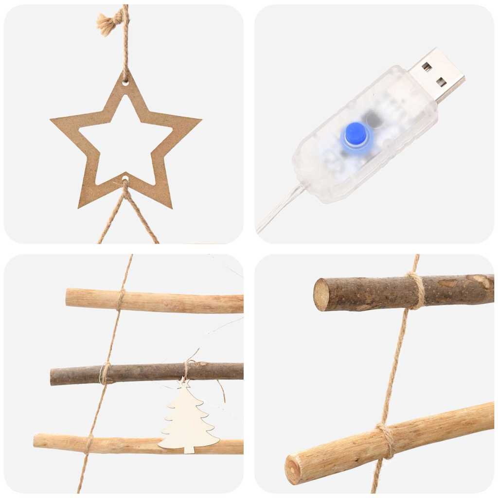 Christmas Tree with 30 LEDs Natural 35.4" Solid Ash wood