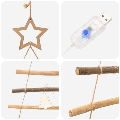 Christmas Tree with 30 LEDs Natural 35.4" Solid Ash wood