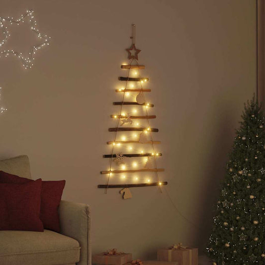 Christmas Tree with 30 LEDs Natural 35.4" Solid Ash wood